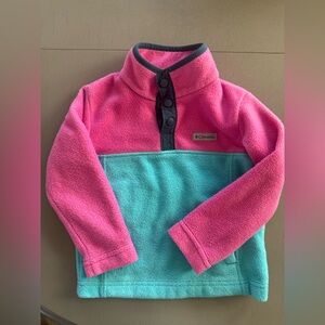 Columbia Two-Tone Pink and Teal Fleece Pullover